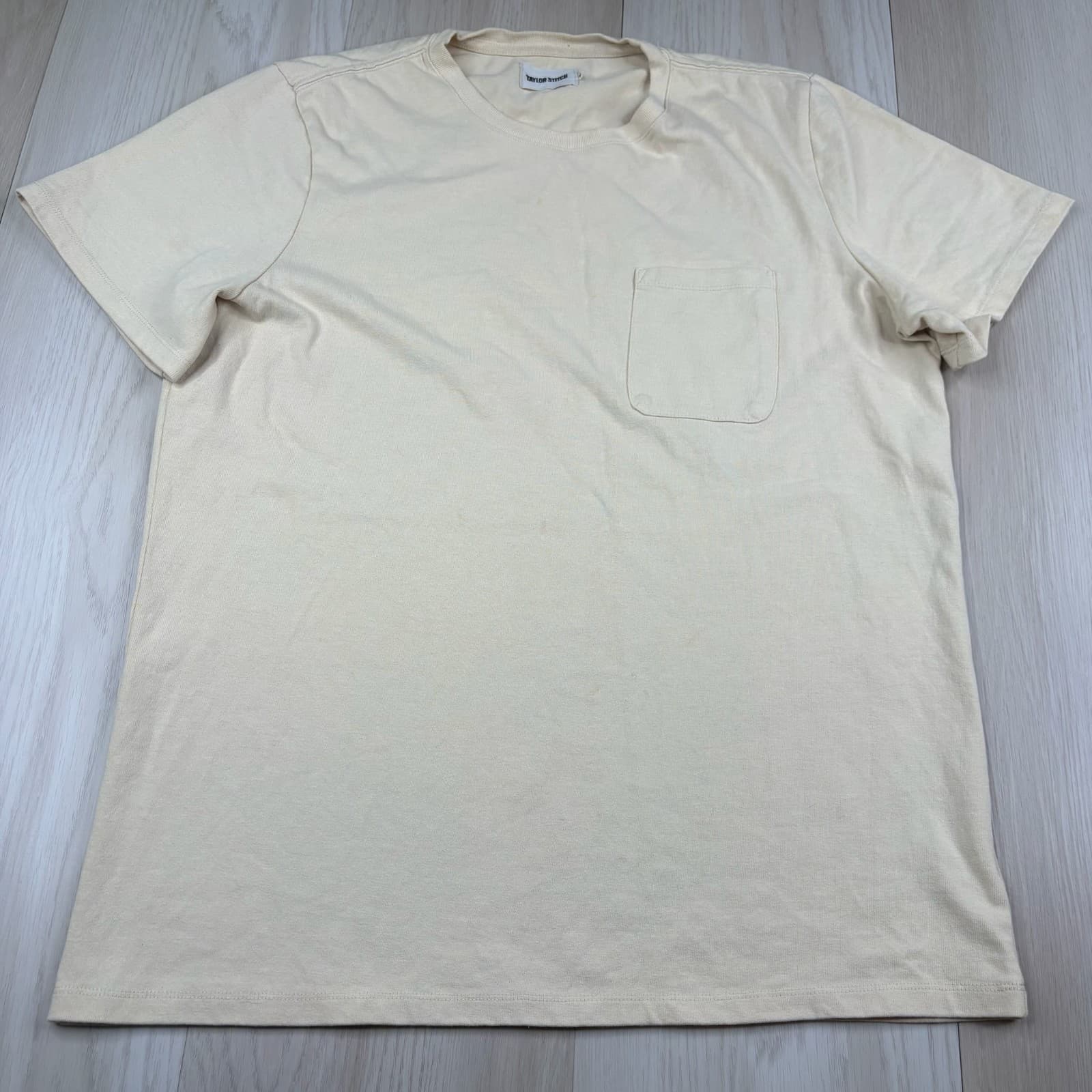 Taylor Stitch Mens Beige Knit Short Sleeve Everyday Wear Pocket T-Shirt Size 42