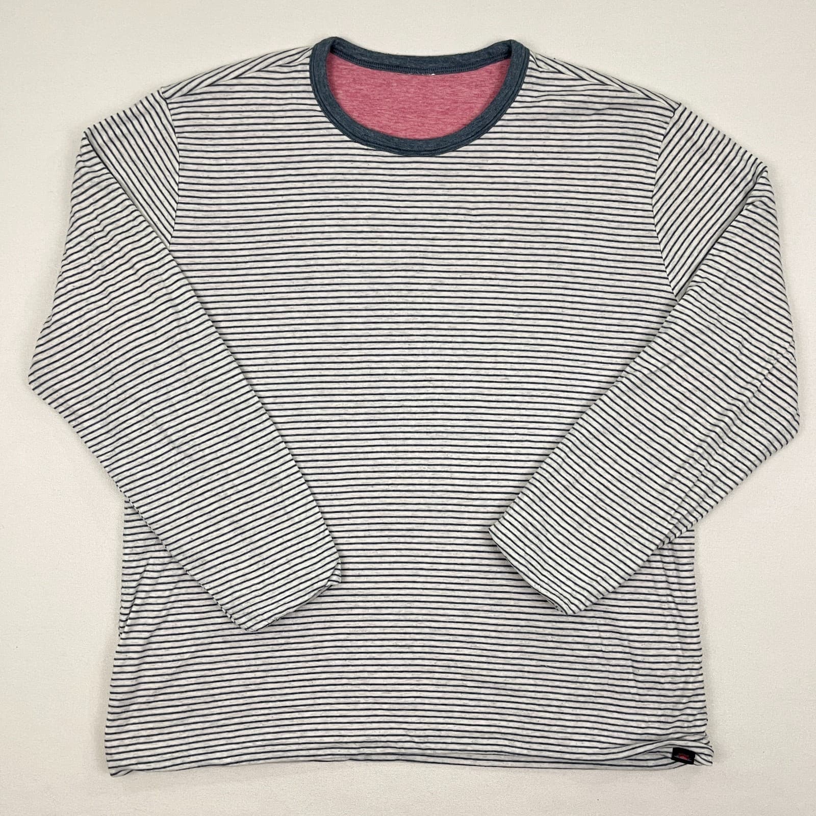 Faherty Cloud Reversible Shirt Mens XL White Blue Striped Pink Midweight Crew LS