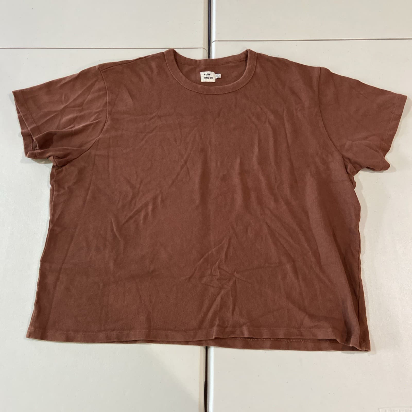 Flint & Tinder Surplus Boxy Shirt Knit Short Sleeve Crew 3XL Mens Clay Huckberry