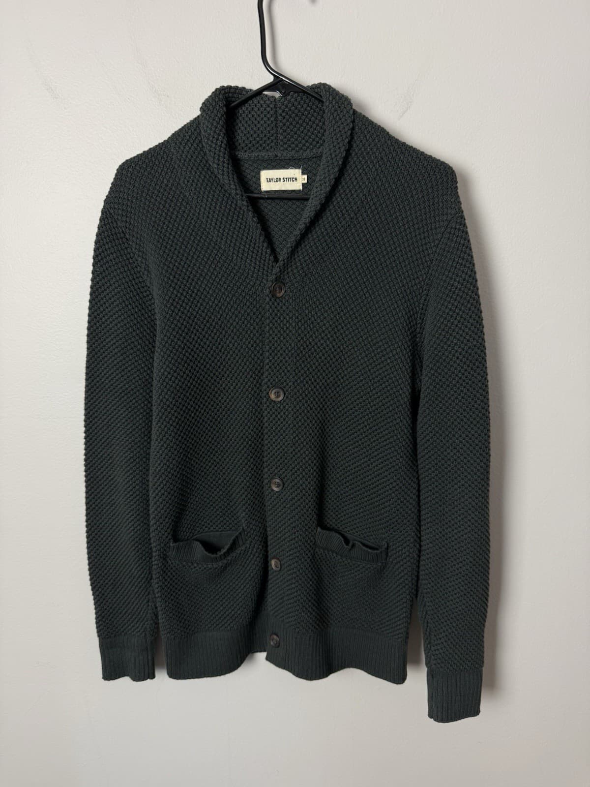 Taylor Stitch Crawford Sweater Men's Size 38 Gray Knit Cardigan Shawl Collar