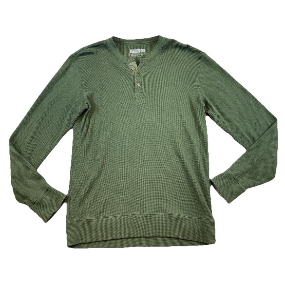 Flint And Tinder Surplus Mens Waffle Thermal Henley Olive Green Shirt M Normcore