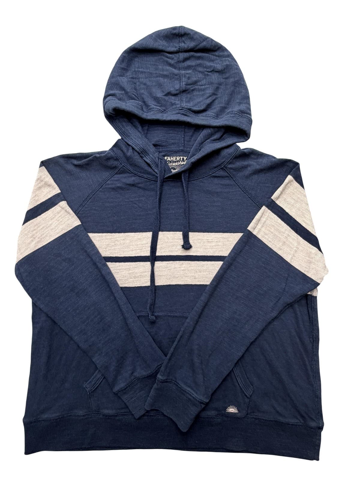 Faherty Hoodie Mens Medium Blue Lightweight Sunwashed Organic Cotton Sunrise