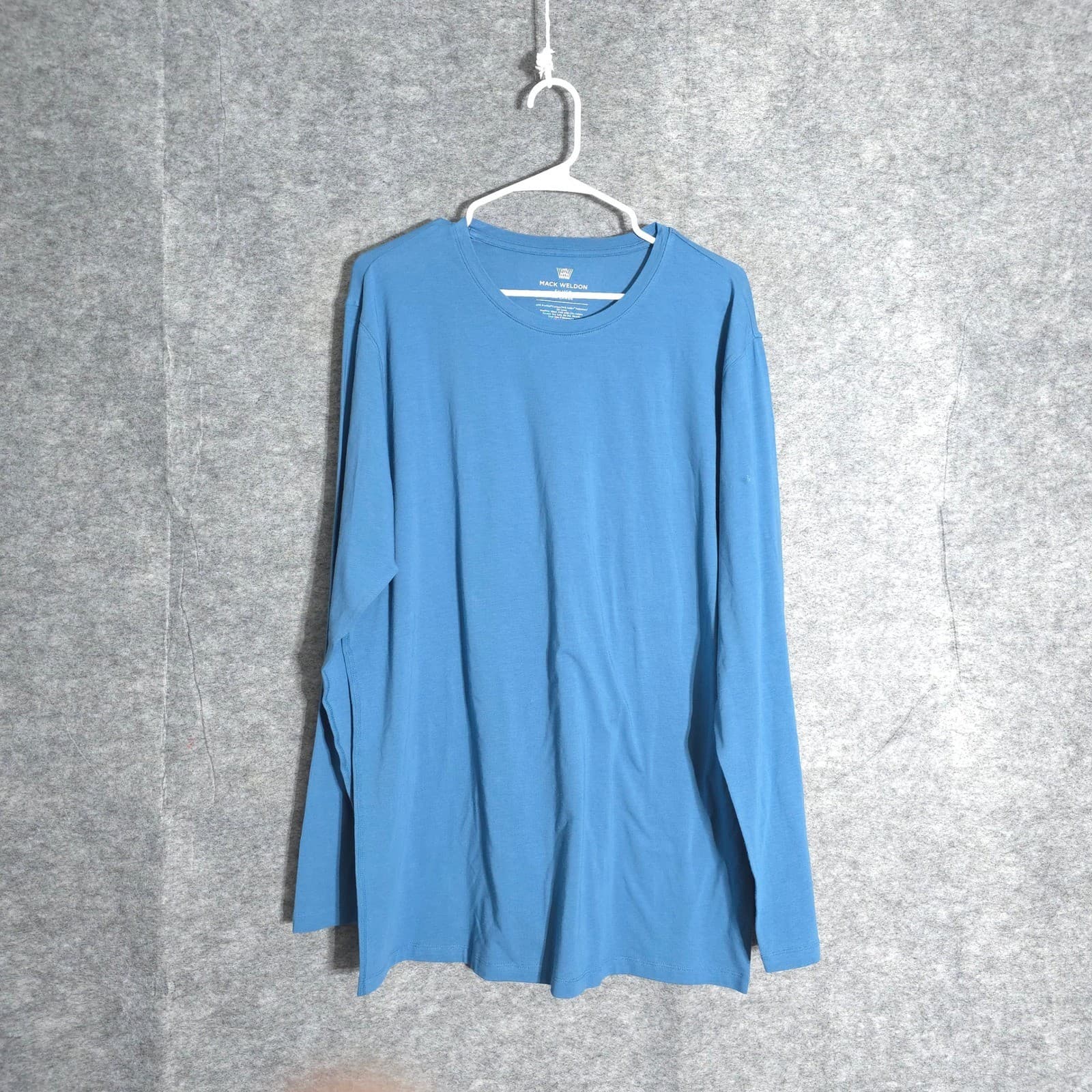 Mack Weldon Silver Shirt Men XXL Blue Long Sleeve Supima Cotton Crew Neck Solid
