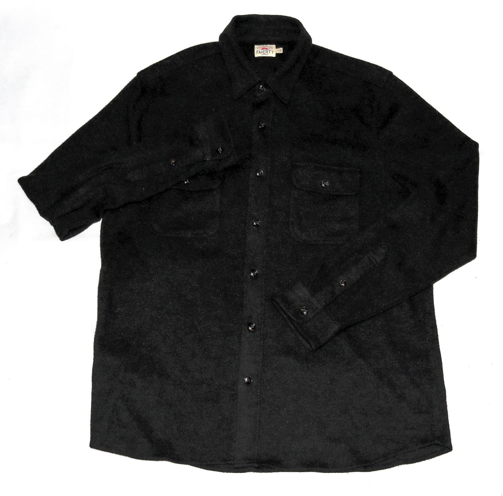 Faherty Legend Men's Long Sleeve Button Front Black Sweater Shirt Size Large