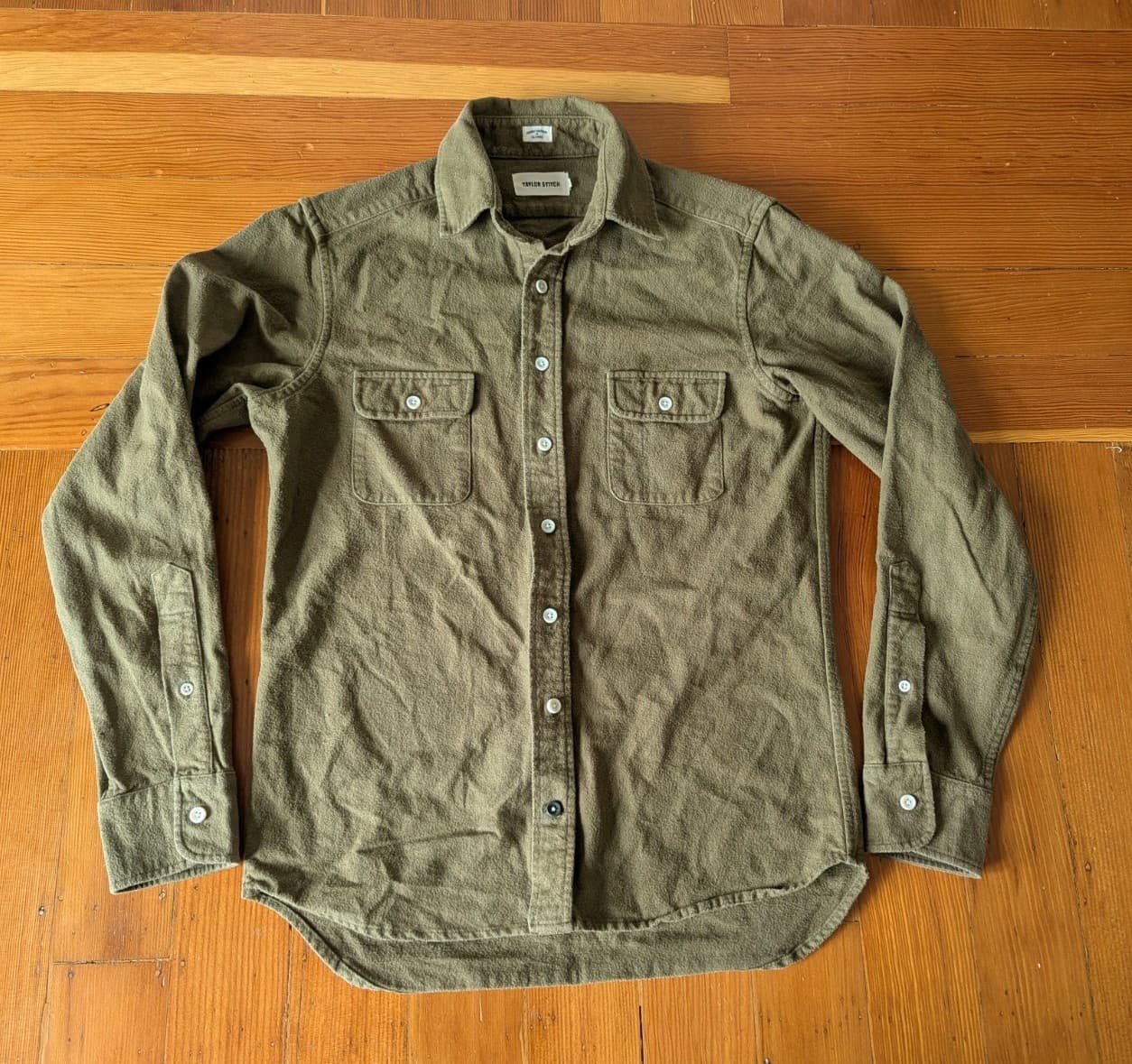 Taylor Stitch Yosemite Flannel Made In USA 36 Olive Green