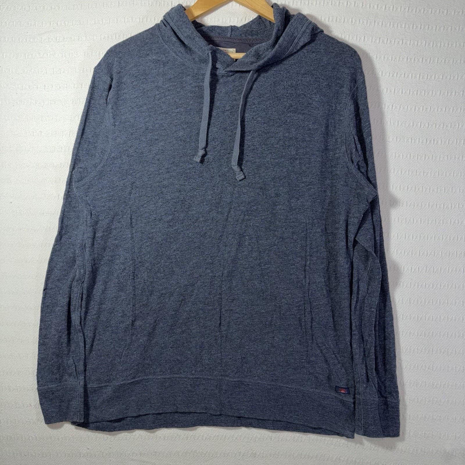 Faherty Mens Sunwashed Slub Knit Organic Cotton Pullover Hoodie Size M Blue