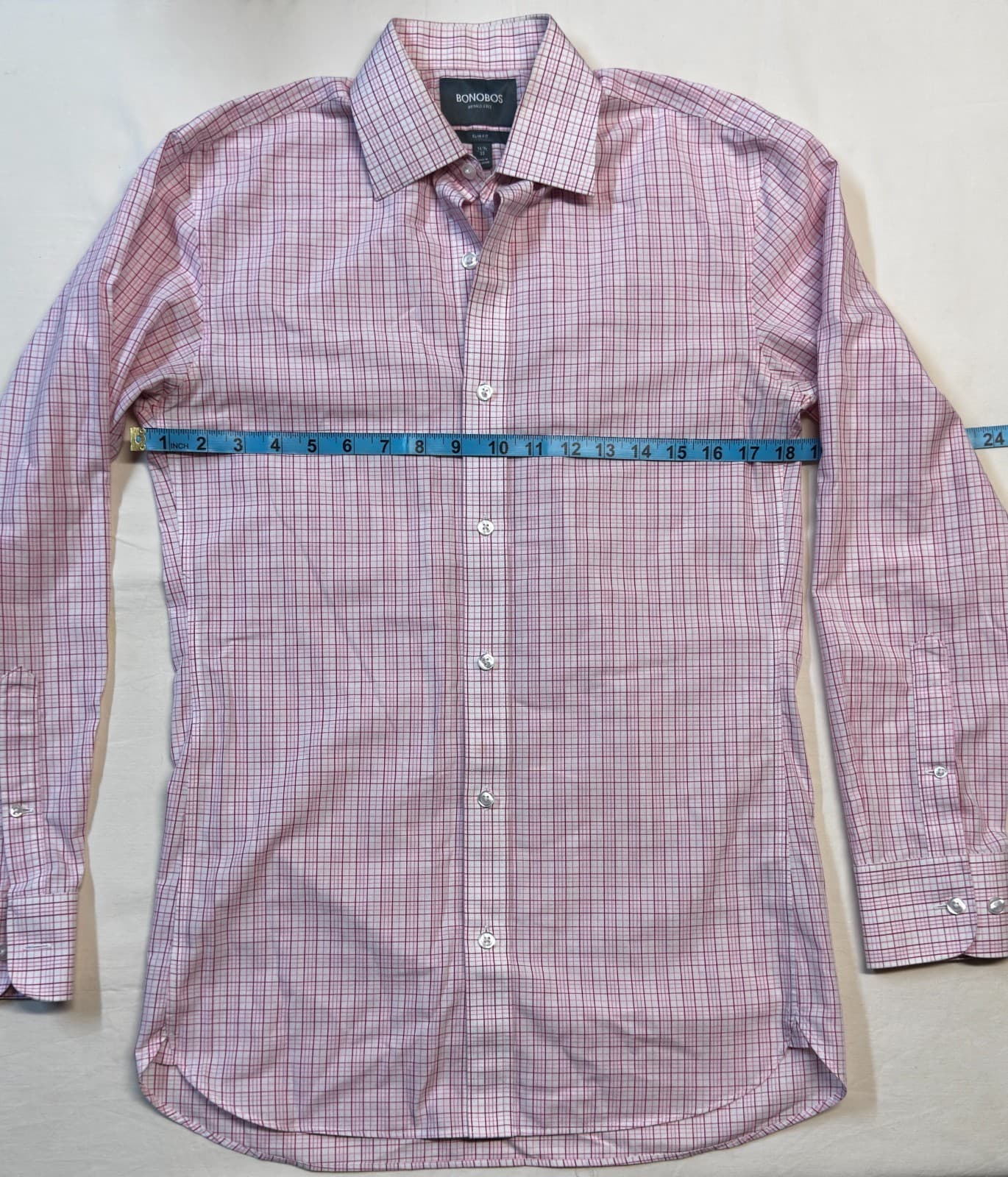 Bonobos Mens Daily Grind Wrinkle Free Dress Shirt 14.5 x 33 Slim Fit - free ship