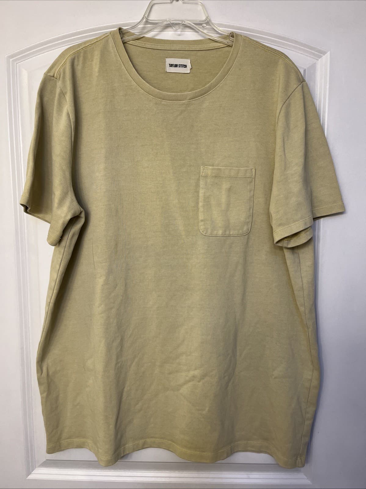 Taylor Stitch Heavy Bag T Shirt Pocket Pale Yellow Short Sleeve Men's 46 (~XL)