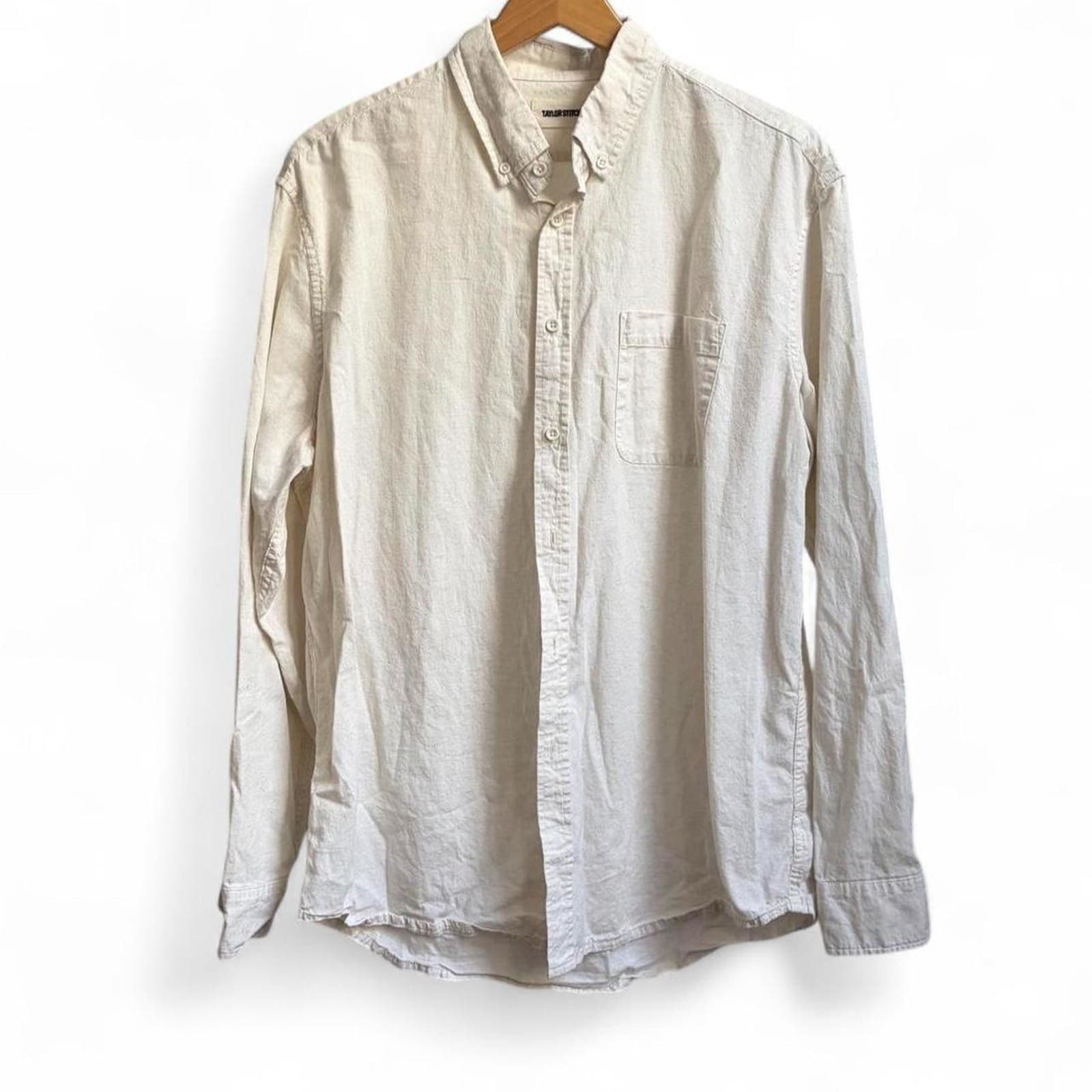 Taylor Stitch Organic Cotton Long Sleeve Shirt Men’s Sz 44 Minimalist