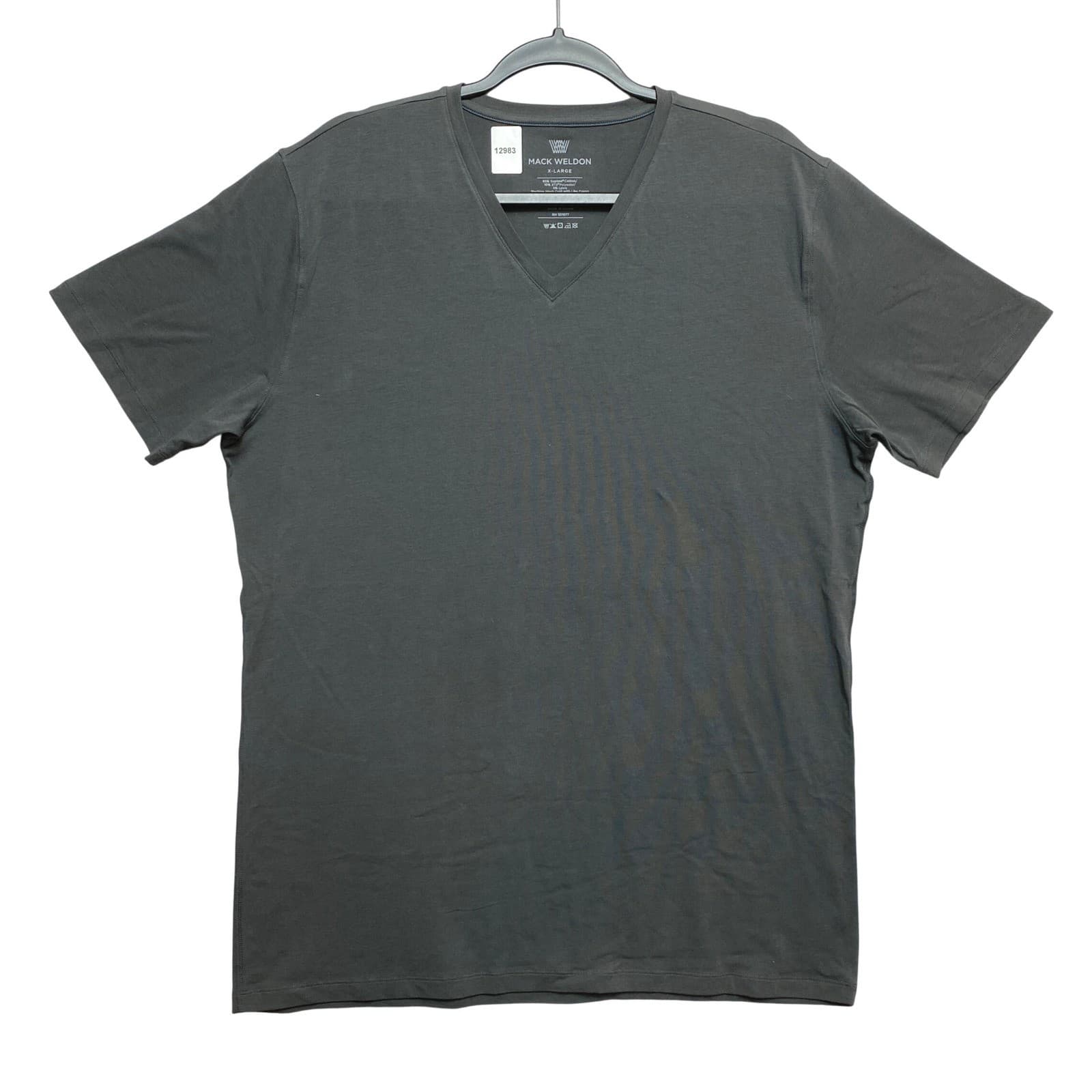 Mack Weldon T-Shirt Mens XL Gray V-Neck Tee Silver XT2 Supima Cotton Short Slv