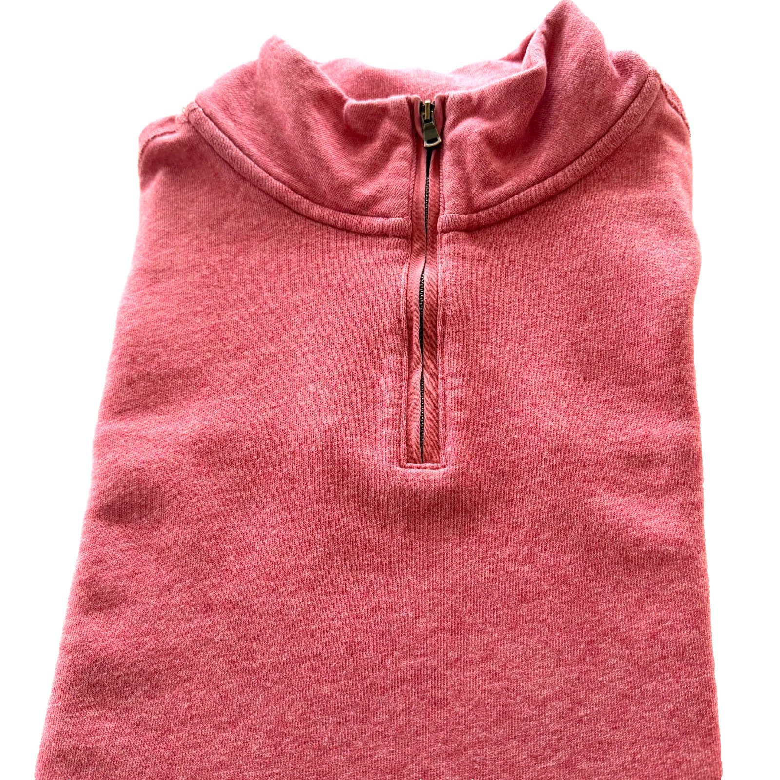 Faherty 1/4 Zip Sweater Mens XL Coral Mock Neck Cotton Blend Long Sleeve