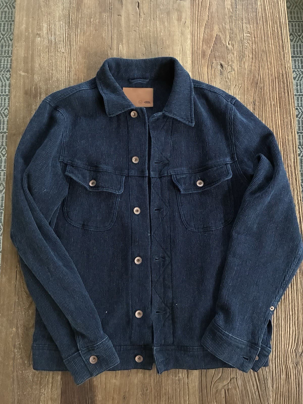 Taylor Stitch The Long Haul Jacket in Rinsed Indigo Waffle Size 40/Medium