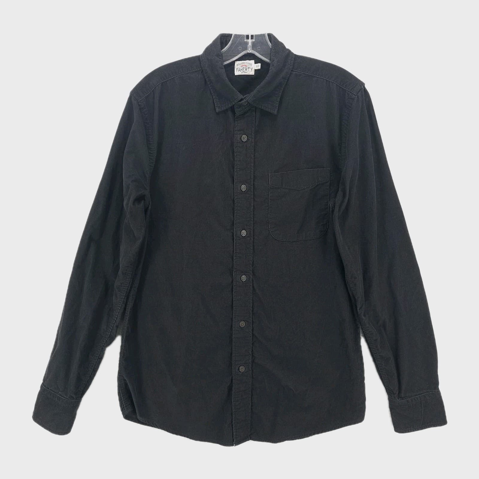 FAHERTY Black Corduroy Long Sleeve Shirt 100% Cotton Men's Size SMALL