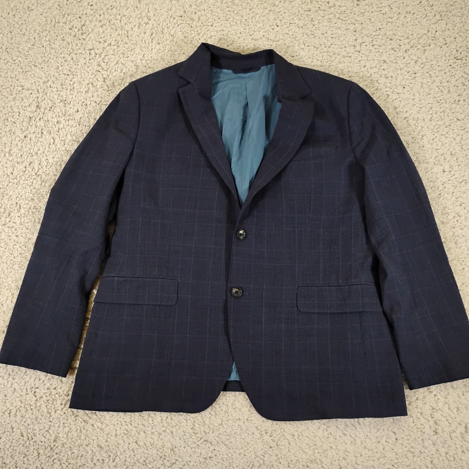 Bonobos Blazer Mens 42R Zignone Italian Wool Windowpane Sport Coat Plaid Texture