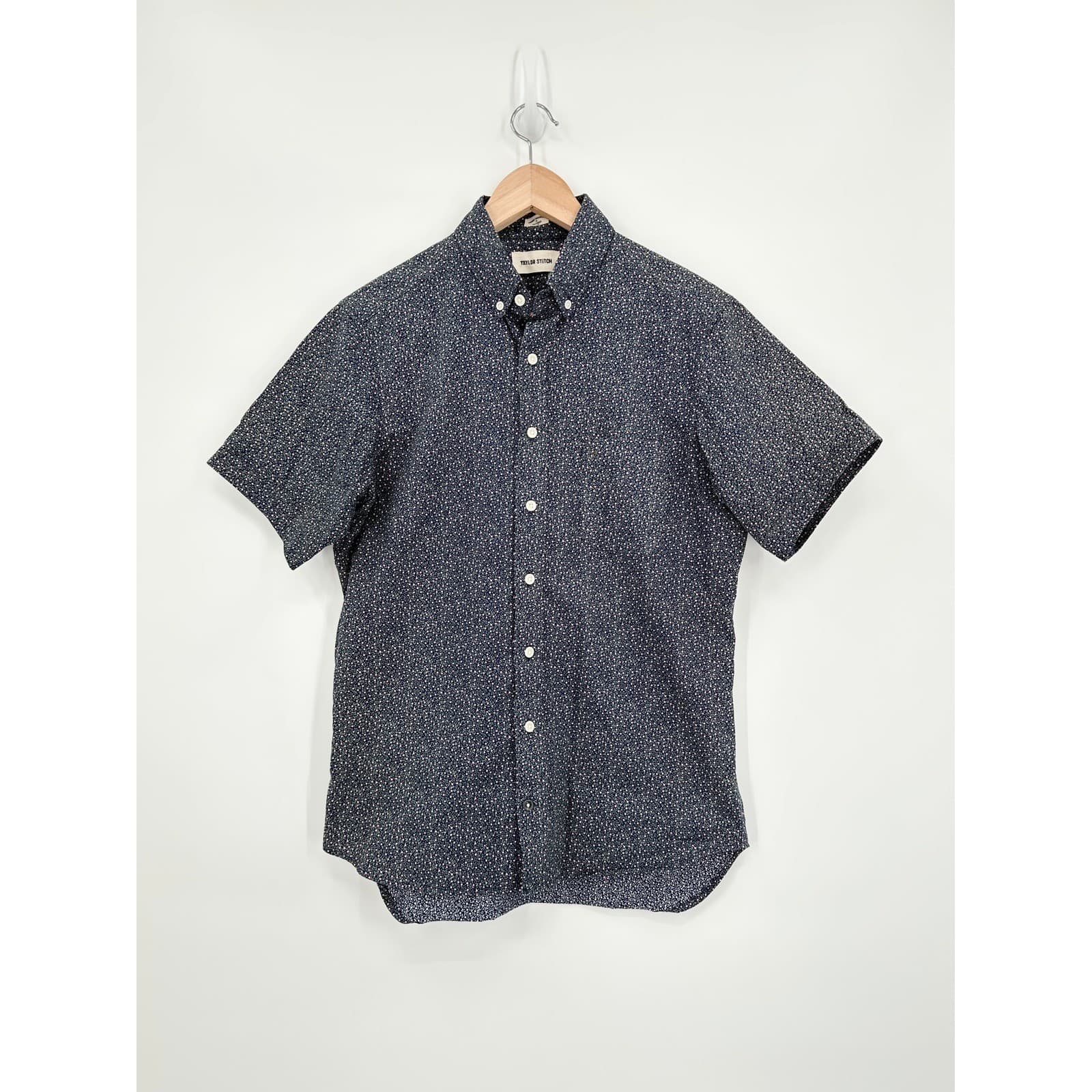 Taylor Stitch Navy Ditsy Floral Short Sleeve Shirt Mens 38 Small Cotton