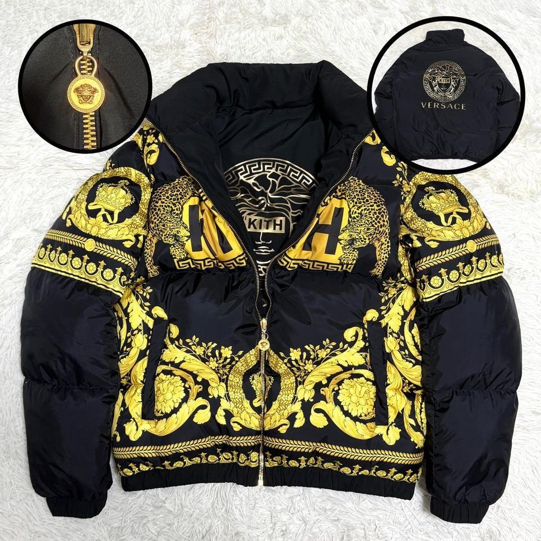 Versace x KITH Reversible Down Jacket Black Gold Size 44 Men's Luxury Coat