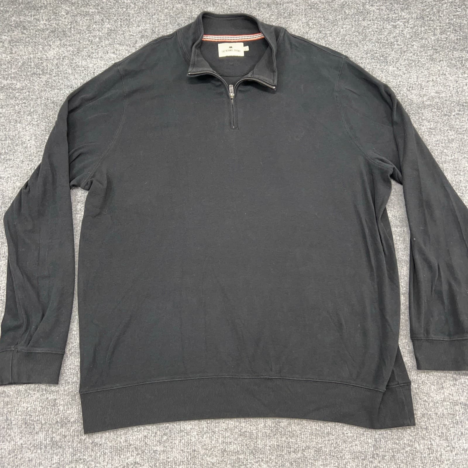 The Normal Brand Sweater Mens 2XLT Black Stretch Long Sleeve Mock Neck 1/4 Zip