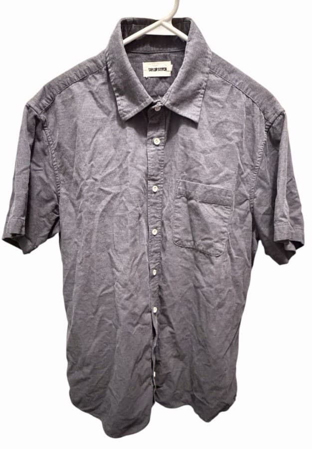 Taylor Stitch Men's Gray Casual Button Down Micro Cordoroy Shirt Size 44
