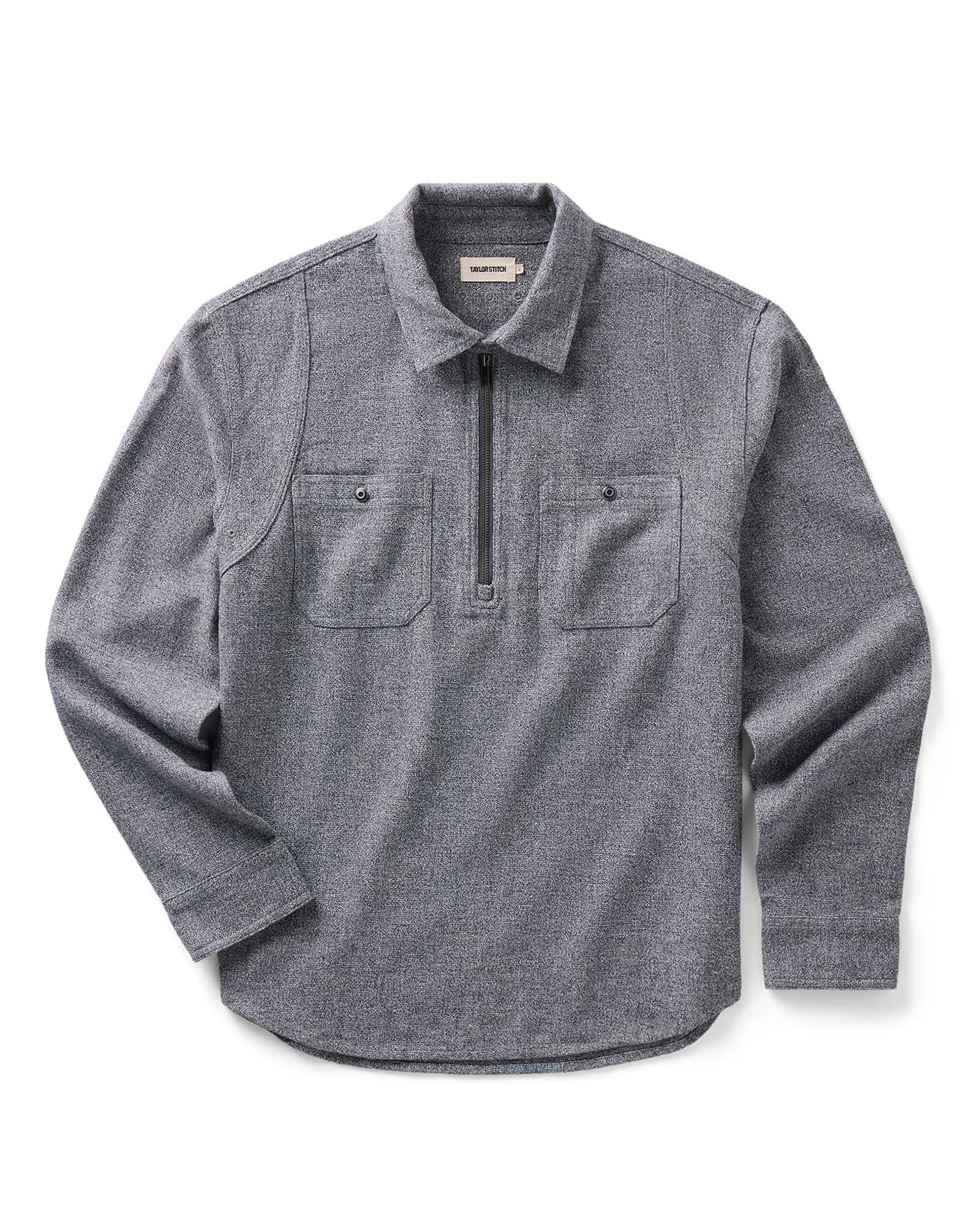 The Tiller Half Zip in Greyscale Hemp Jaspe