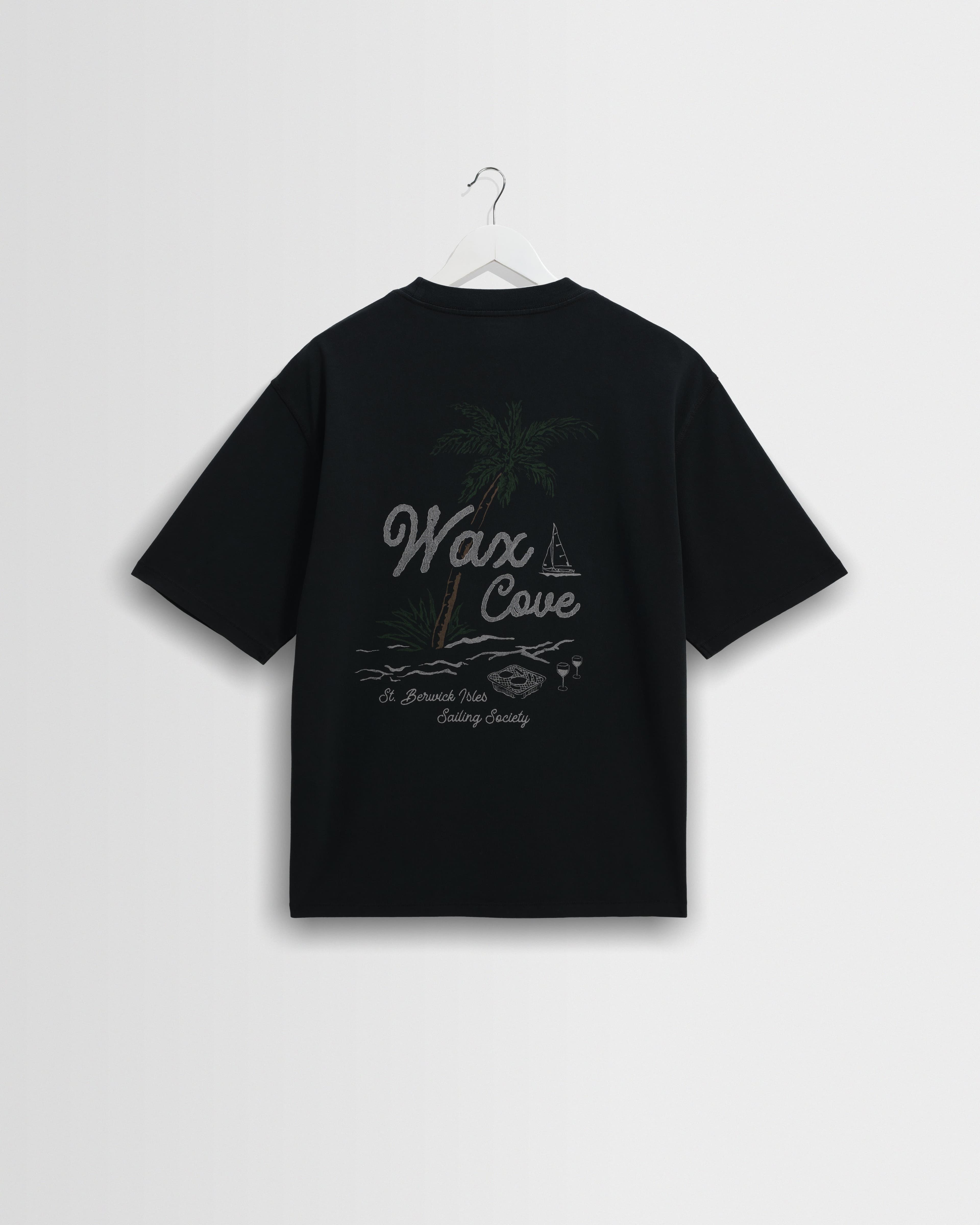 Milton Washed Black Organic Cotton Cove Graphic T-Shirt