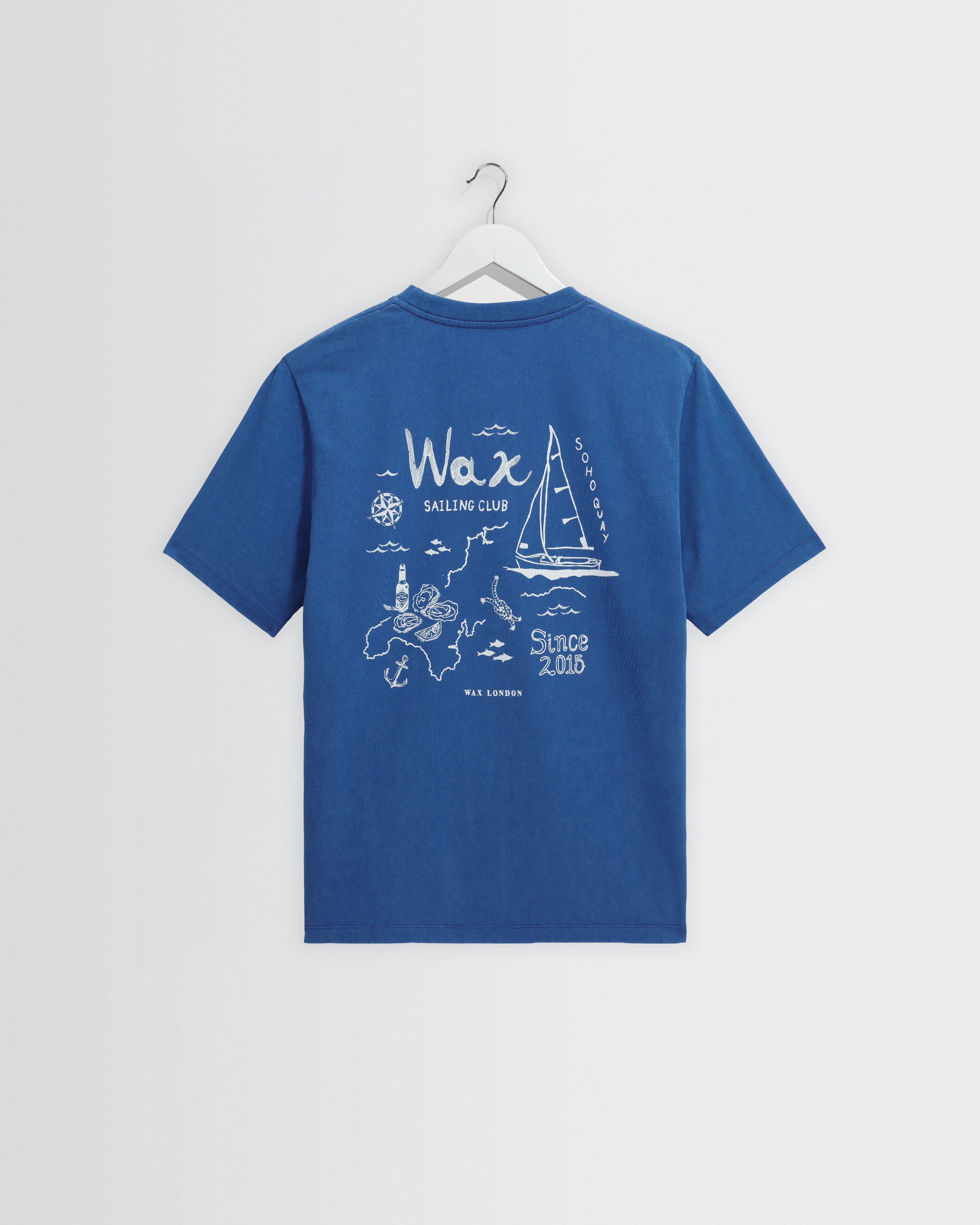 Dean - Blue And Ecru Sailing Map Print T-Shirt