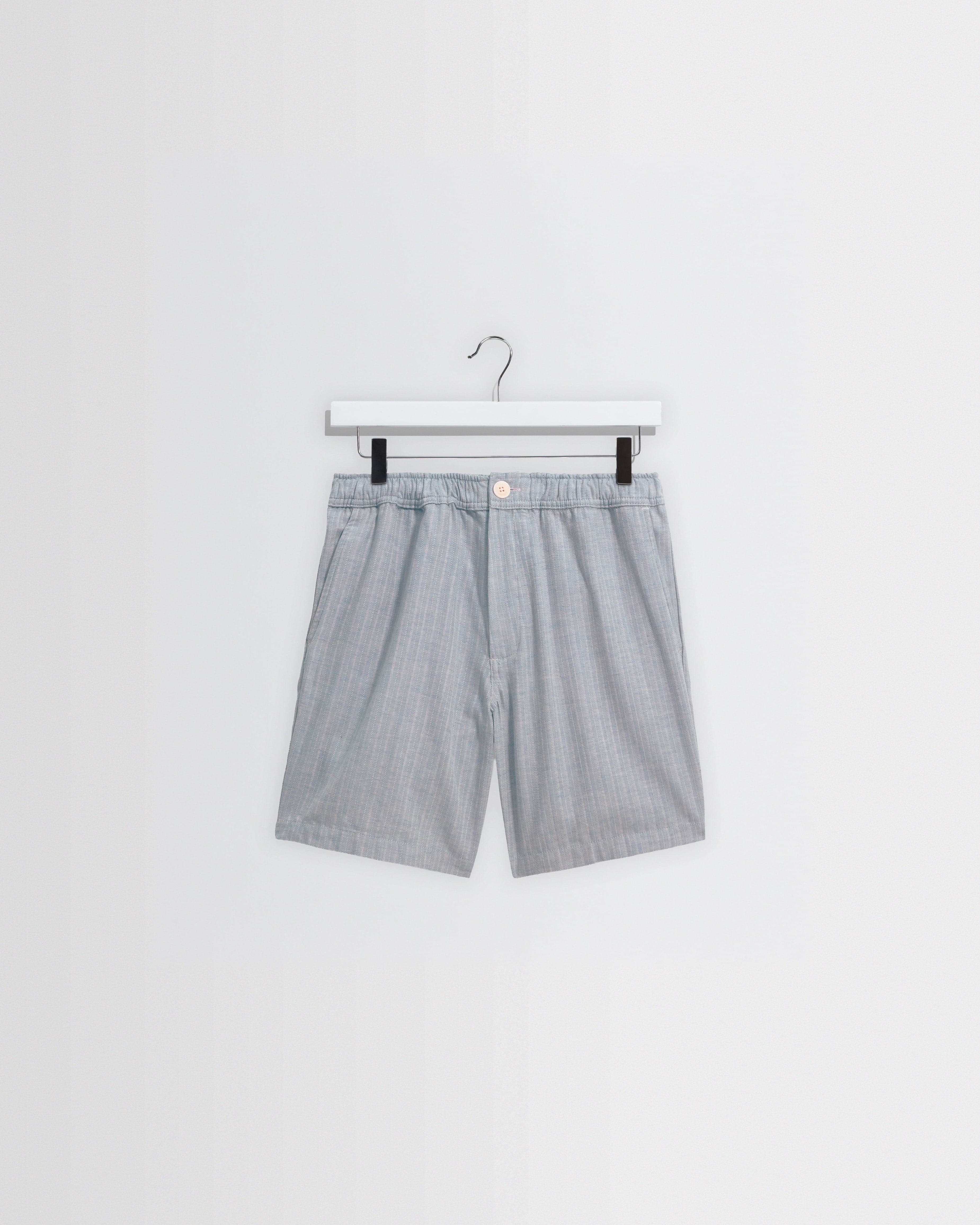 Kurt Light Blue Herringbone Cotton Shorts